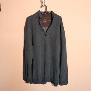 Arrow Long sleeve quarter zip,  men's teal gray soft sweatshirt, mock neck, XL